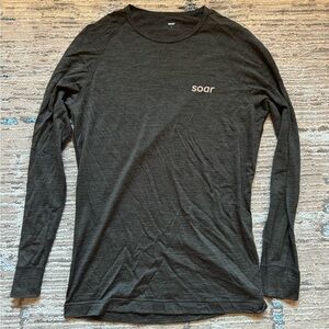 Soar running merino base layer long sleeve top - grey - men sz L - rare